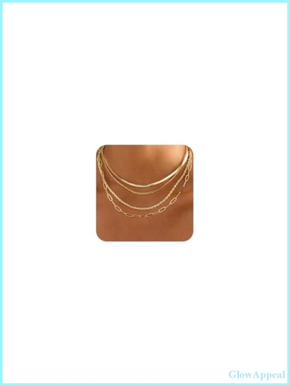Layered Necklace Set 4 Chains Cuban Paperclip Herringbone Snake